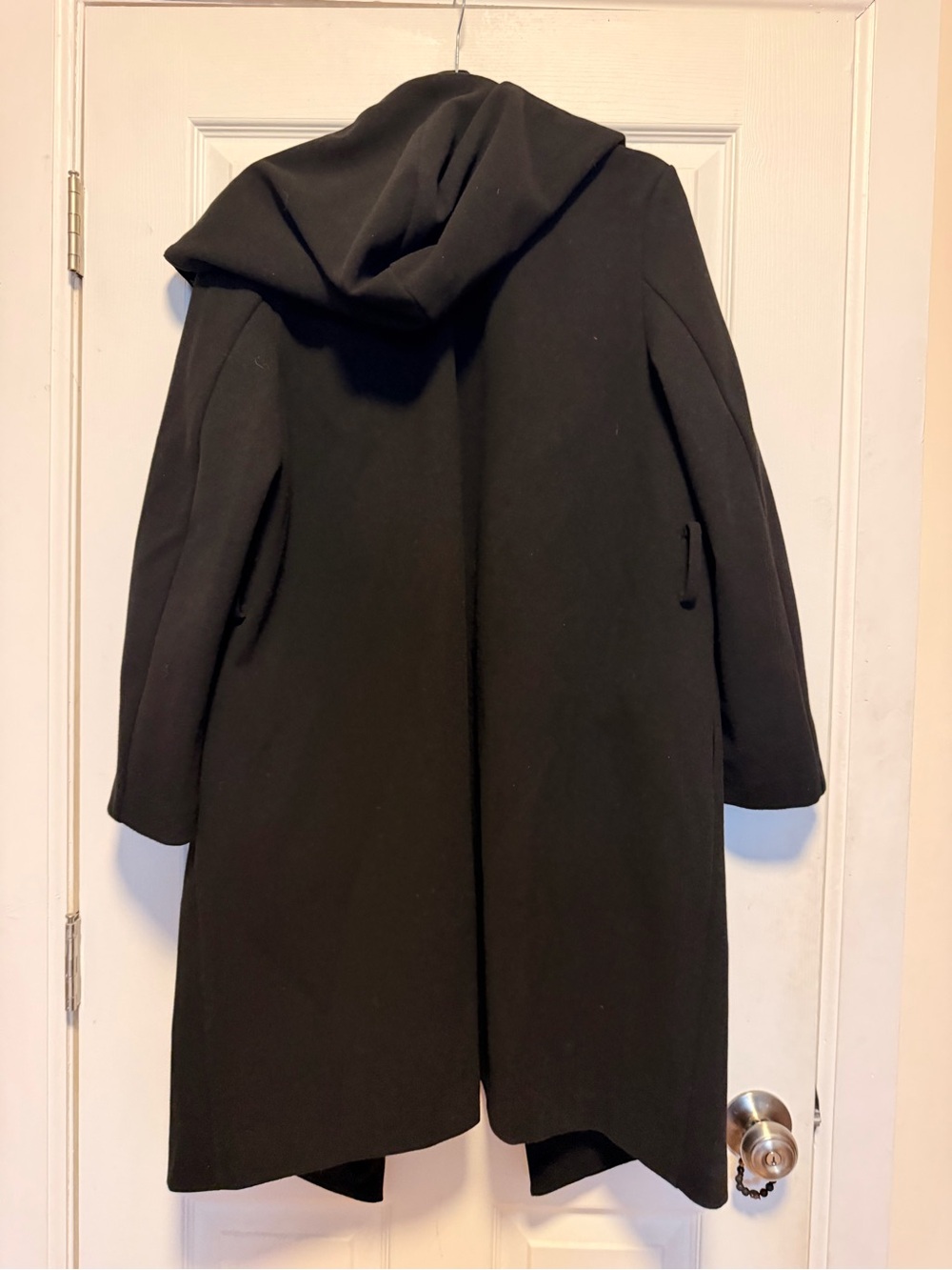 Zara Black Double-Breasted Hooded Trench Coat - Picture 5 of 5